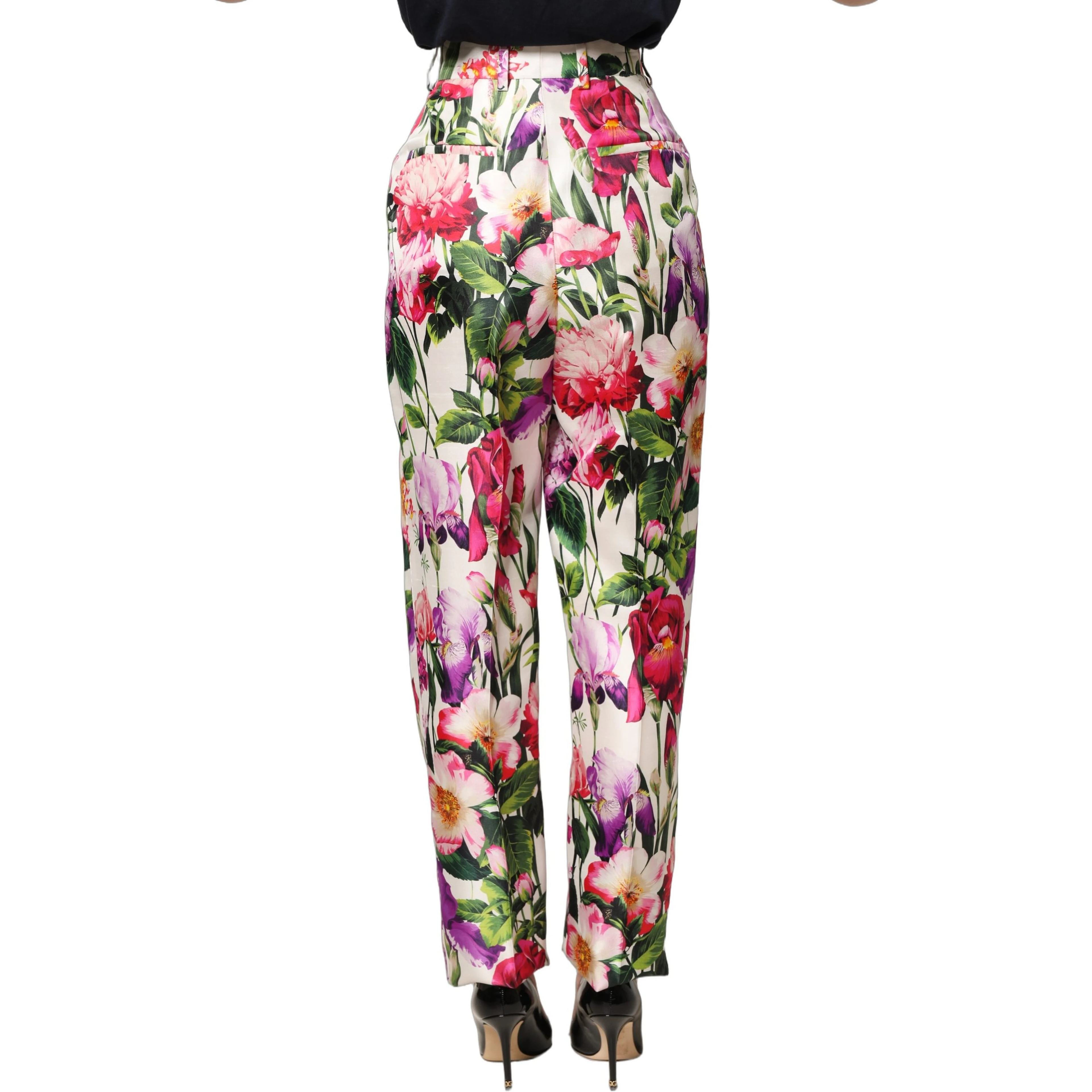 Multicolor Floral Print Tapered Trouser Pants