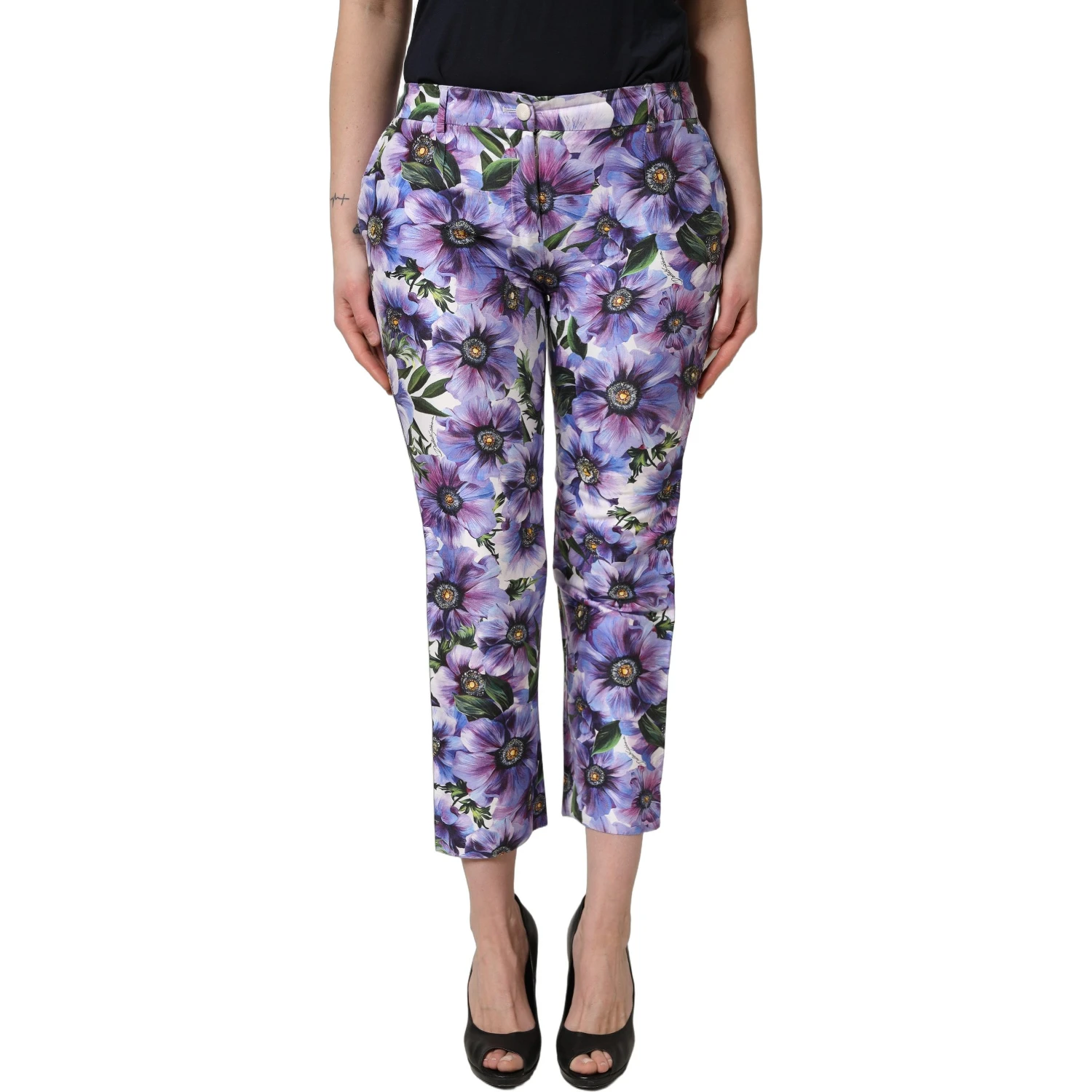 Multicolor Floral Print CroppedTrouser Pants