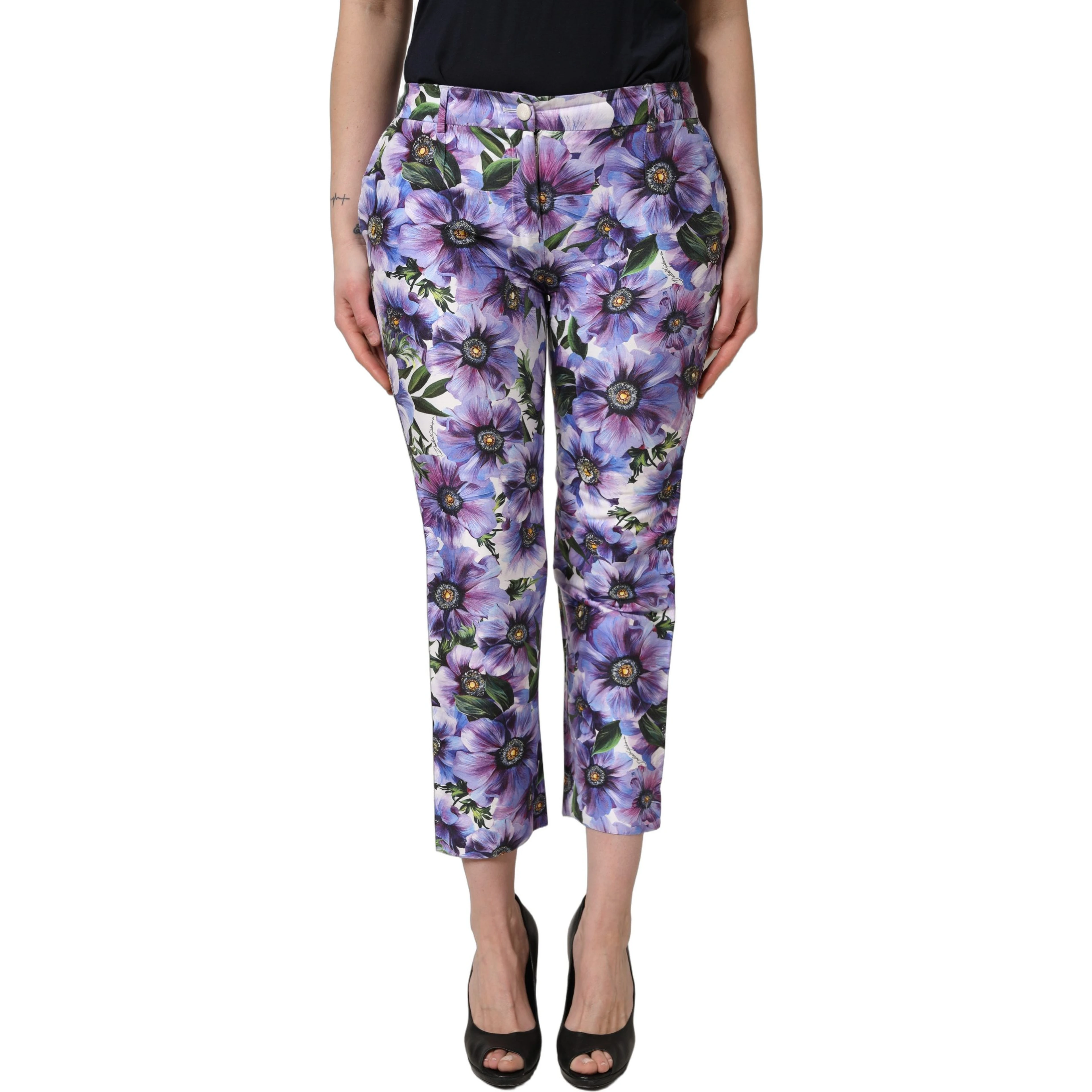 Multicolor Floral Print CroppedTrouser Pants
