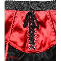 Red Satin Corset Style High Waist Mini Skirt