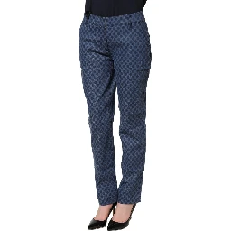 Blue Polka Dotted Slim Fit Capri Denim Jeans