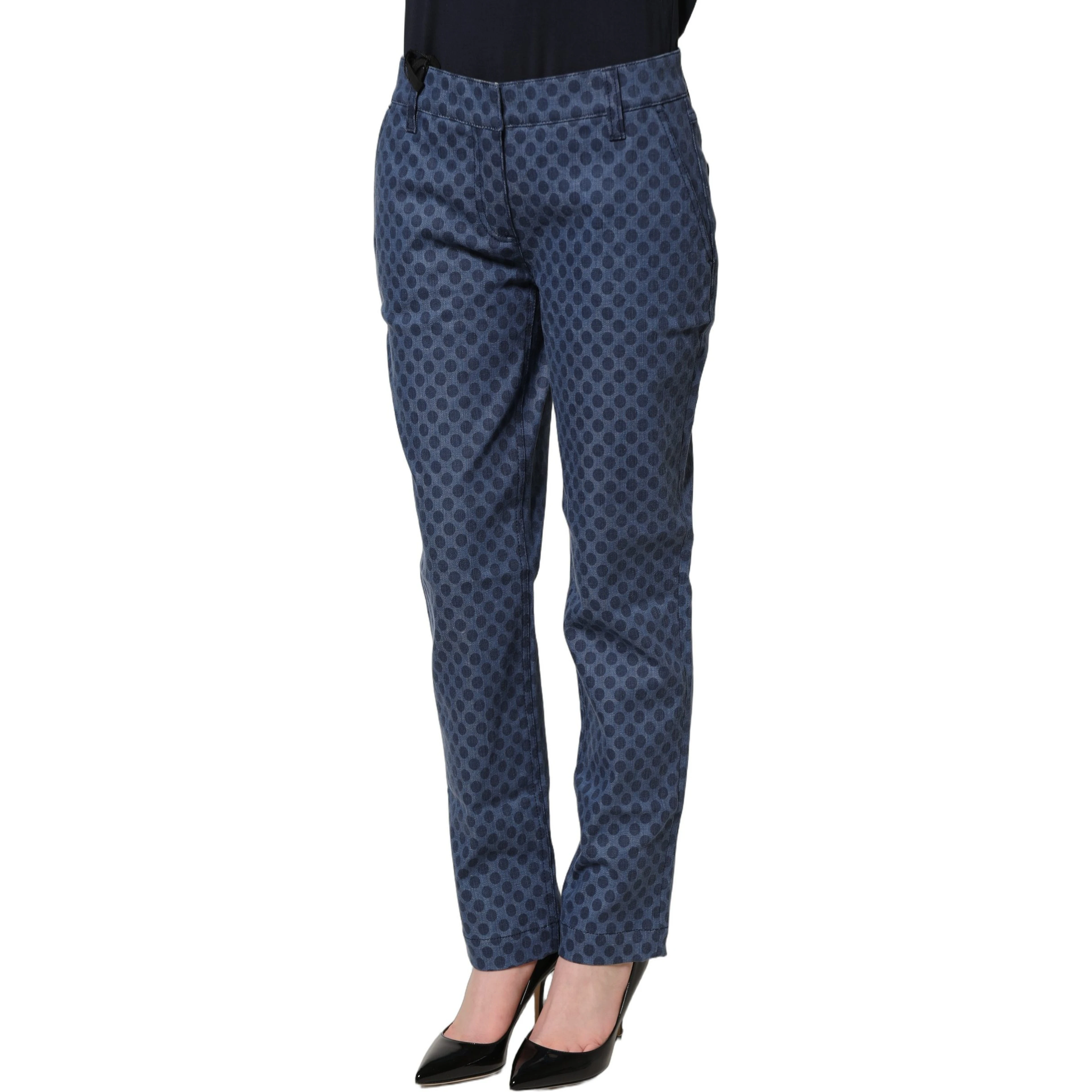 Blue Polka Dotted Slim Fit Capri Denim Jeans