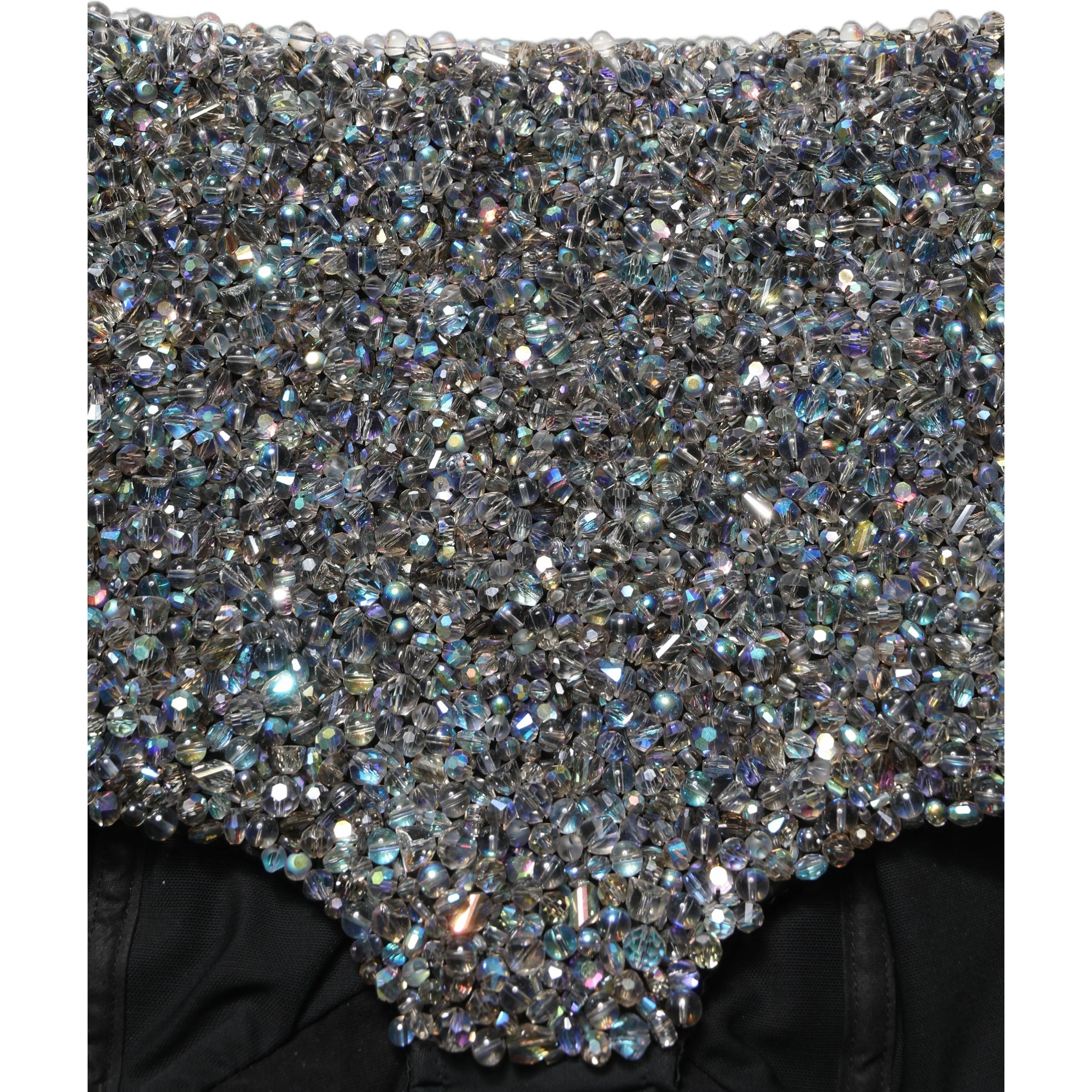 Black Rhinestone High Waist Hotpants Shorts