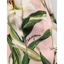 Pink Lilium Print High Waist Pencil Skirt
