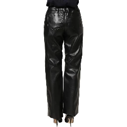 Black PU Leather High Waisted Trouser Pants