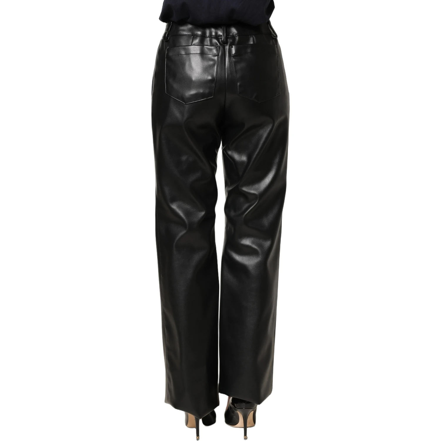 Black PU Leather High Waisted Trouser Pants