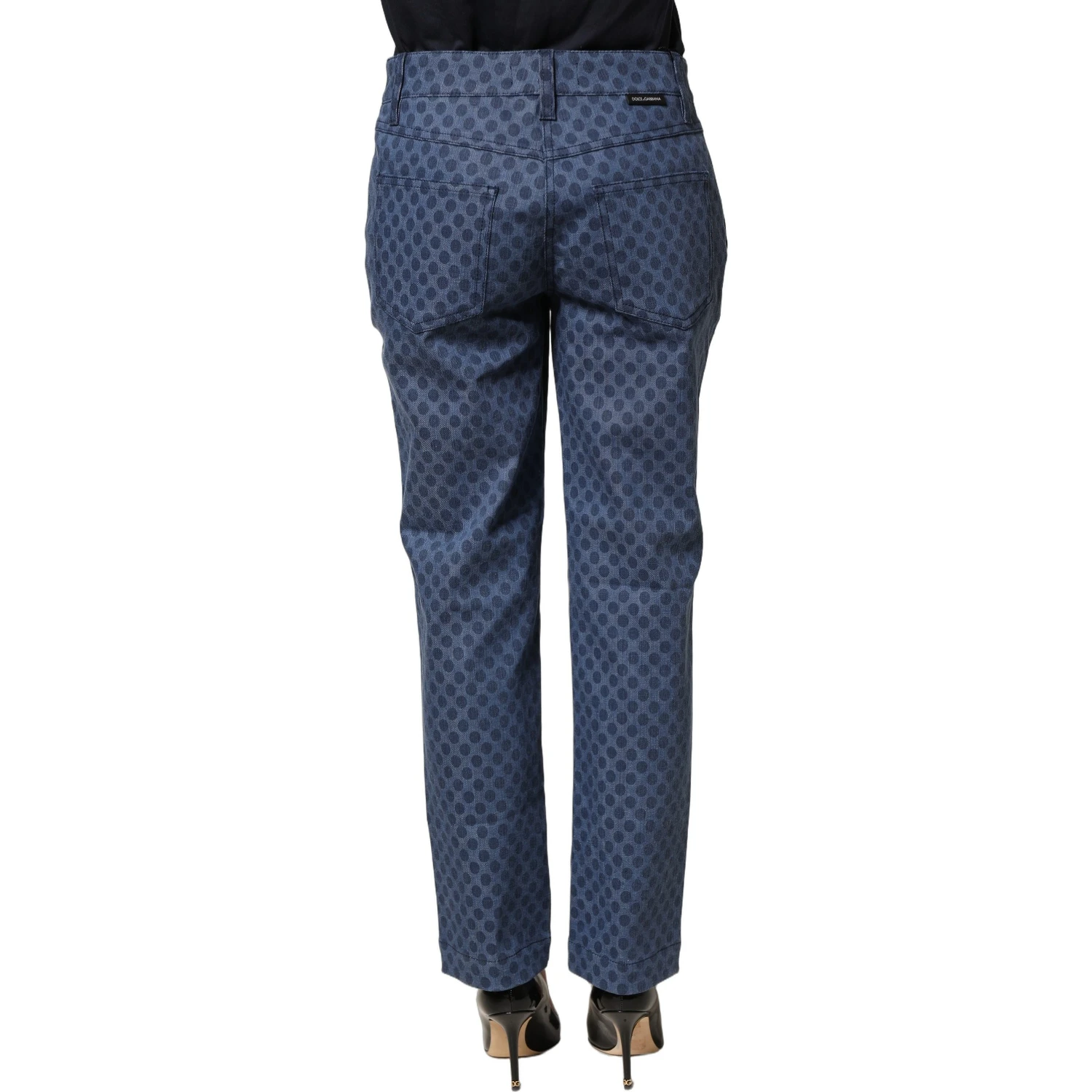 Blue Polka Dotted Slim Fit Capri Denim Jeans