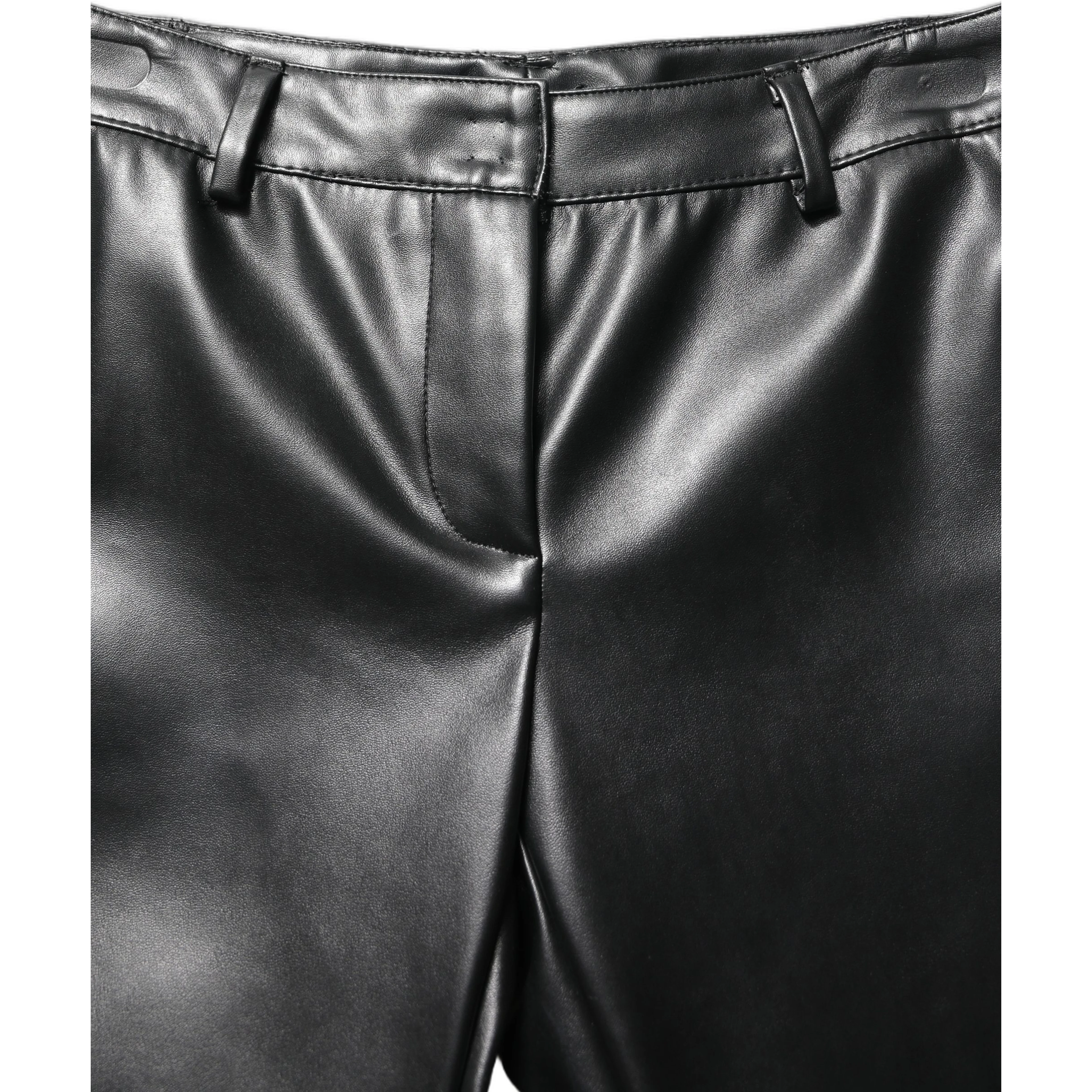 Black PU Leather High Waisted Trouser Pants