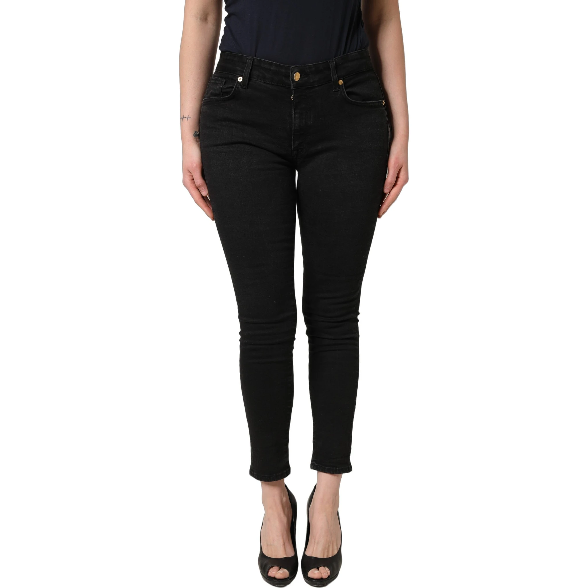Black Skinny Cotton Low Waist Denim Jeans