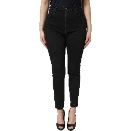 Black Skinny Cotton High Waist Denim Jeans