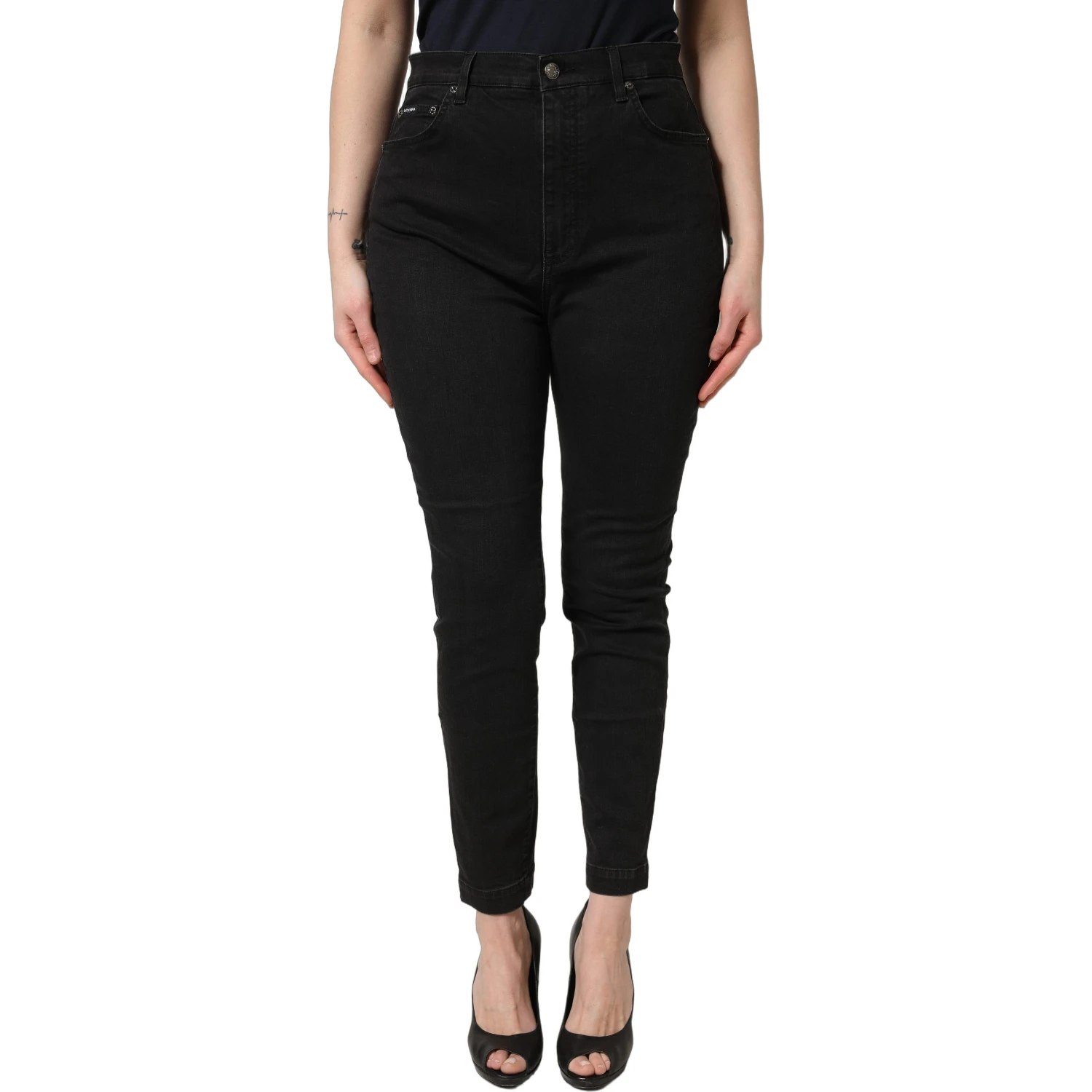 Black Skinny Cotton High Waist Denim Jeans