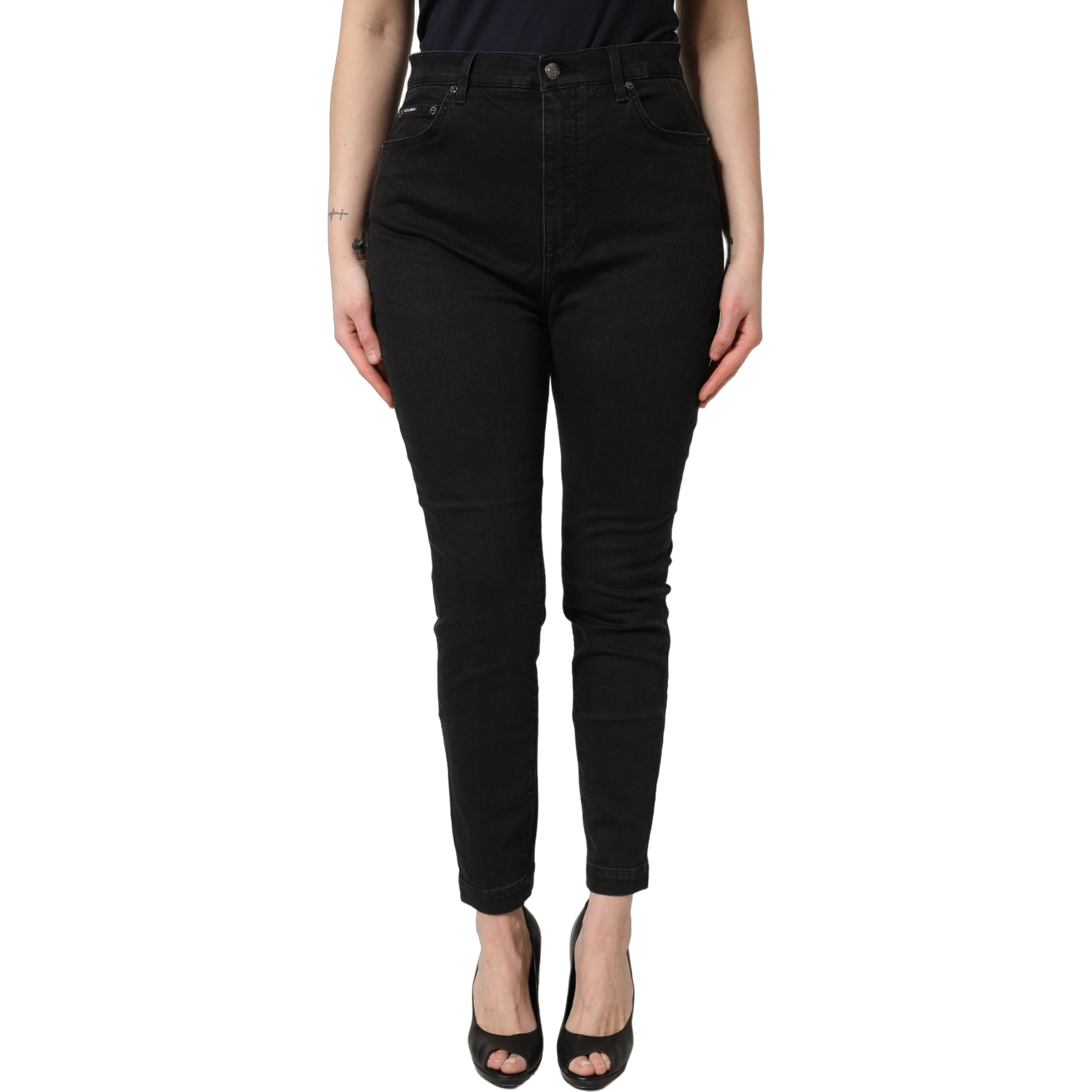 Black Skinny Cotton High Waist Denim Jeans