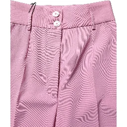 Pink High Waisted Polyester Trouser Pants