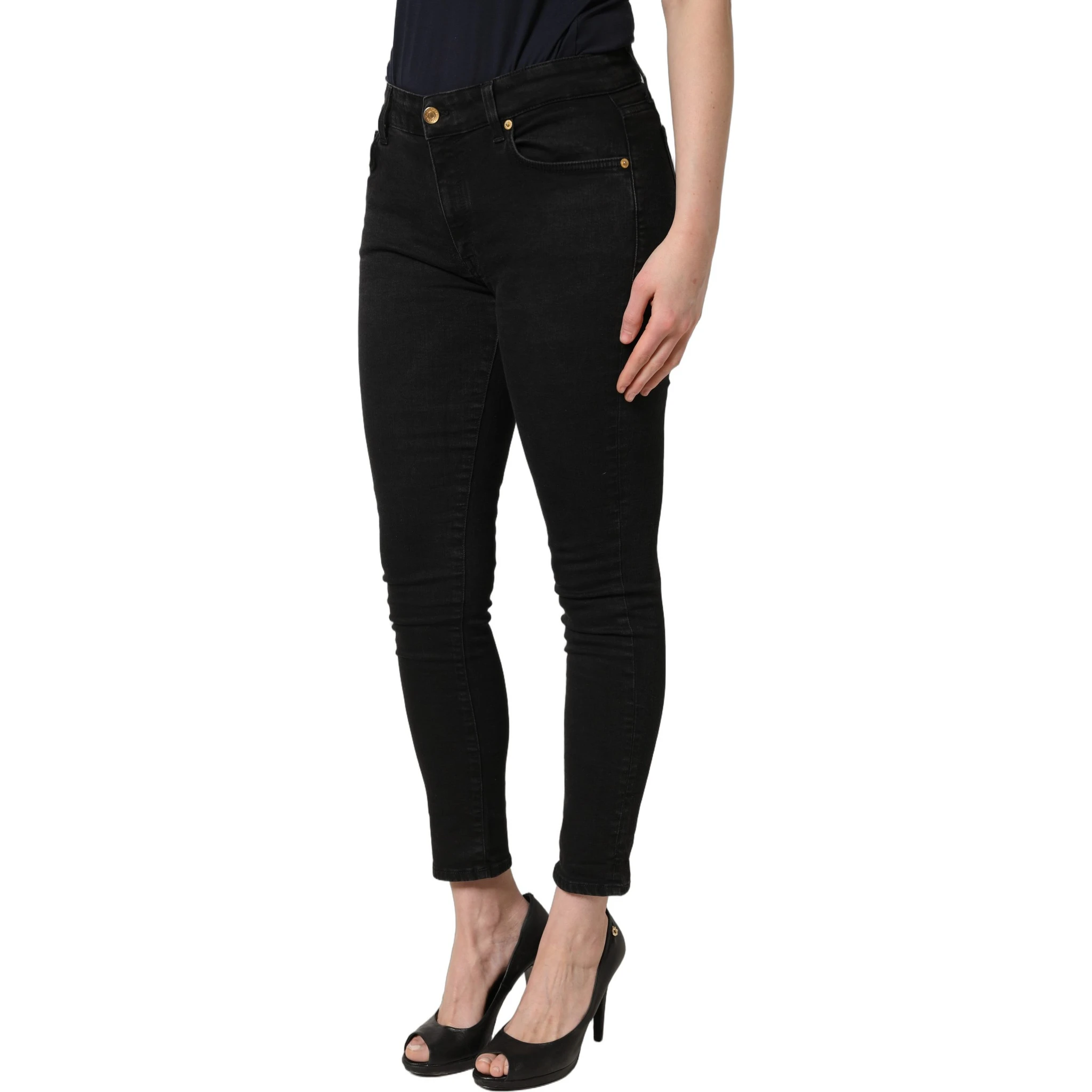 Black Skinny Cotton Low Waist Denim Jeans