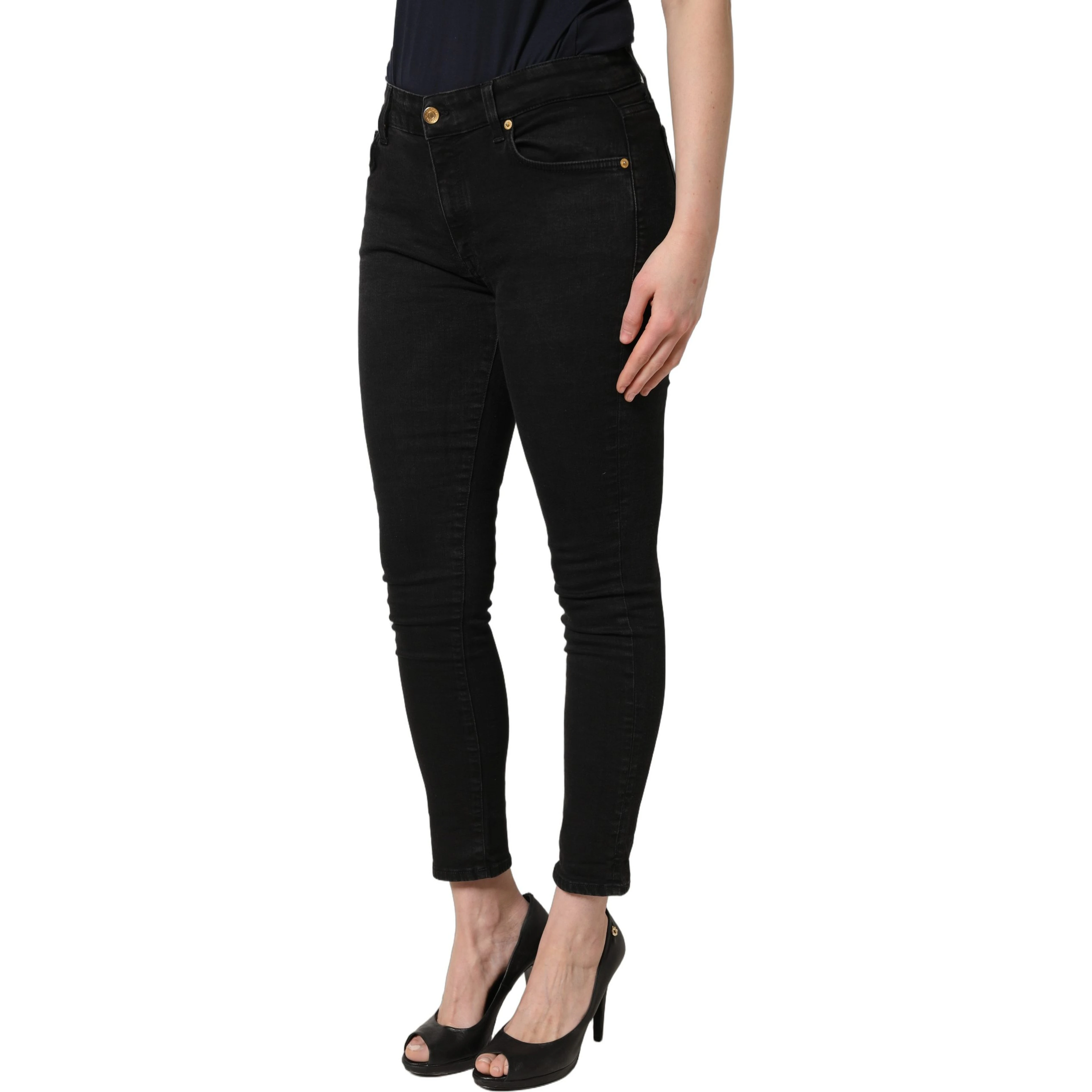 Black Skinny Cotton Low Waist Denim Jeans
