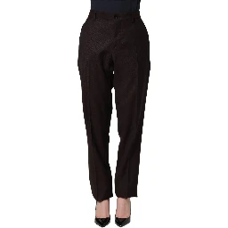 Brown Straight Leg Dress Silk Trousers Pants