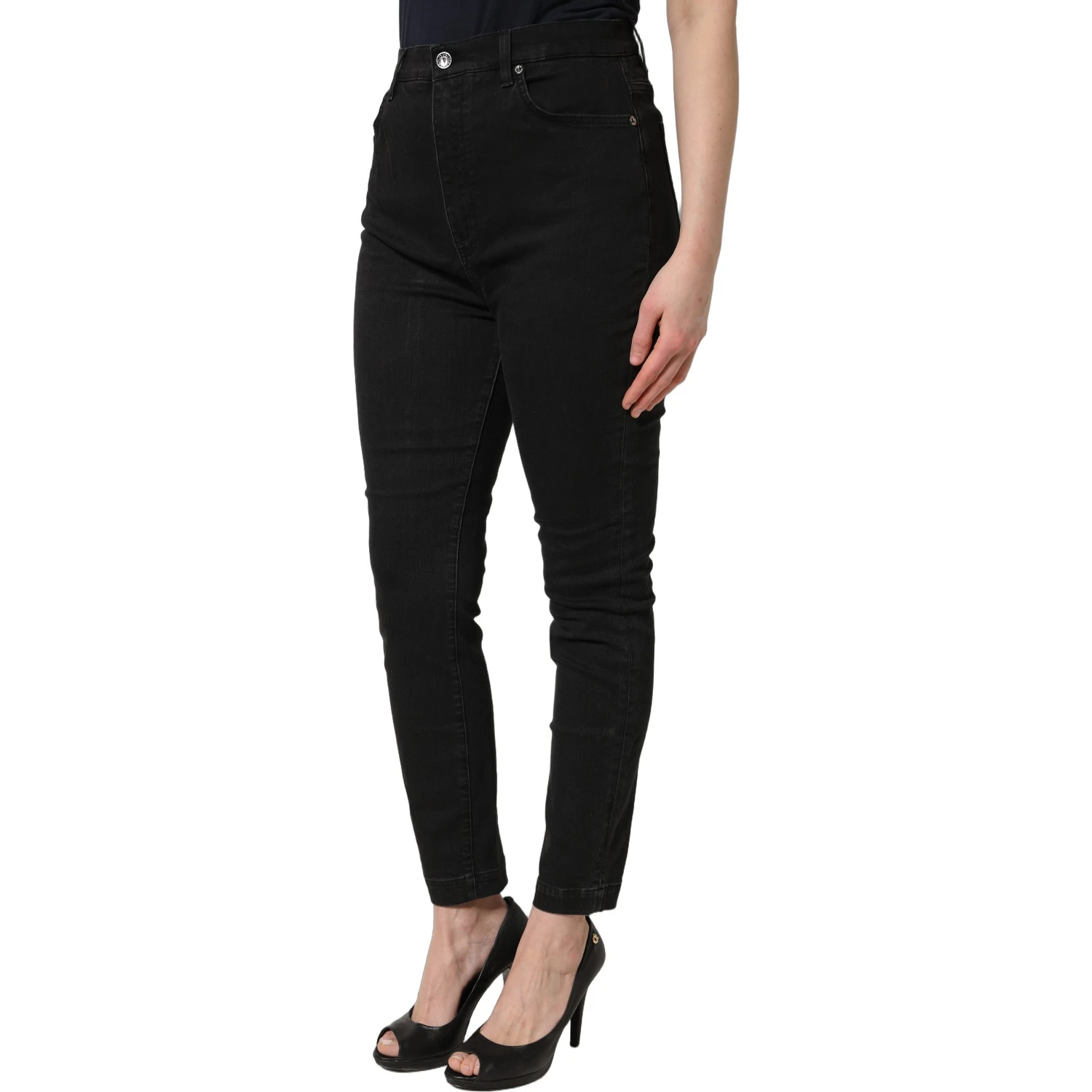 Black Skinny Cotton High Waist Denim Jeans