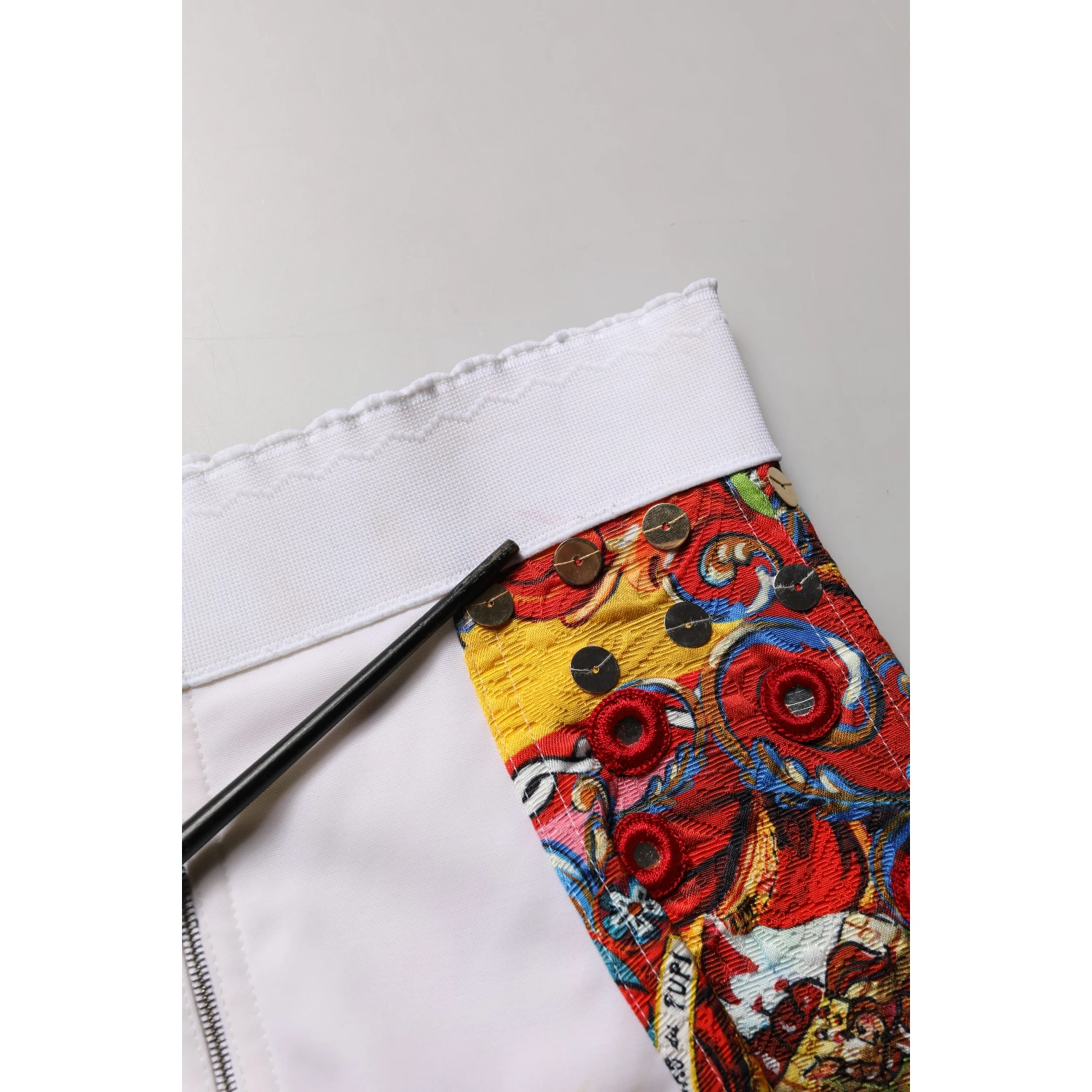 Multicolor Brocade Jewelled High Waist Hotpants Skirt
