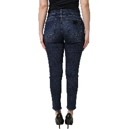 Blue Distressed Skinny Cotton Denim Jeans