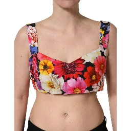 Multicolor Floral Cropped Bustier Tank Top