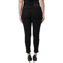 Black Skinny Cotton Low Waist Denim Jeans