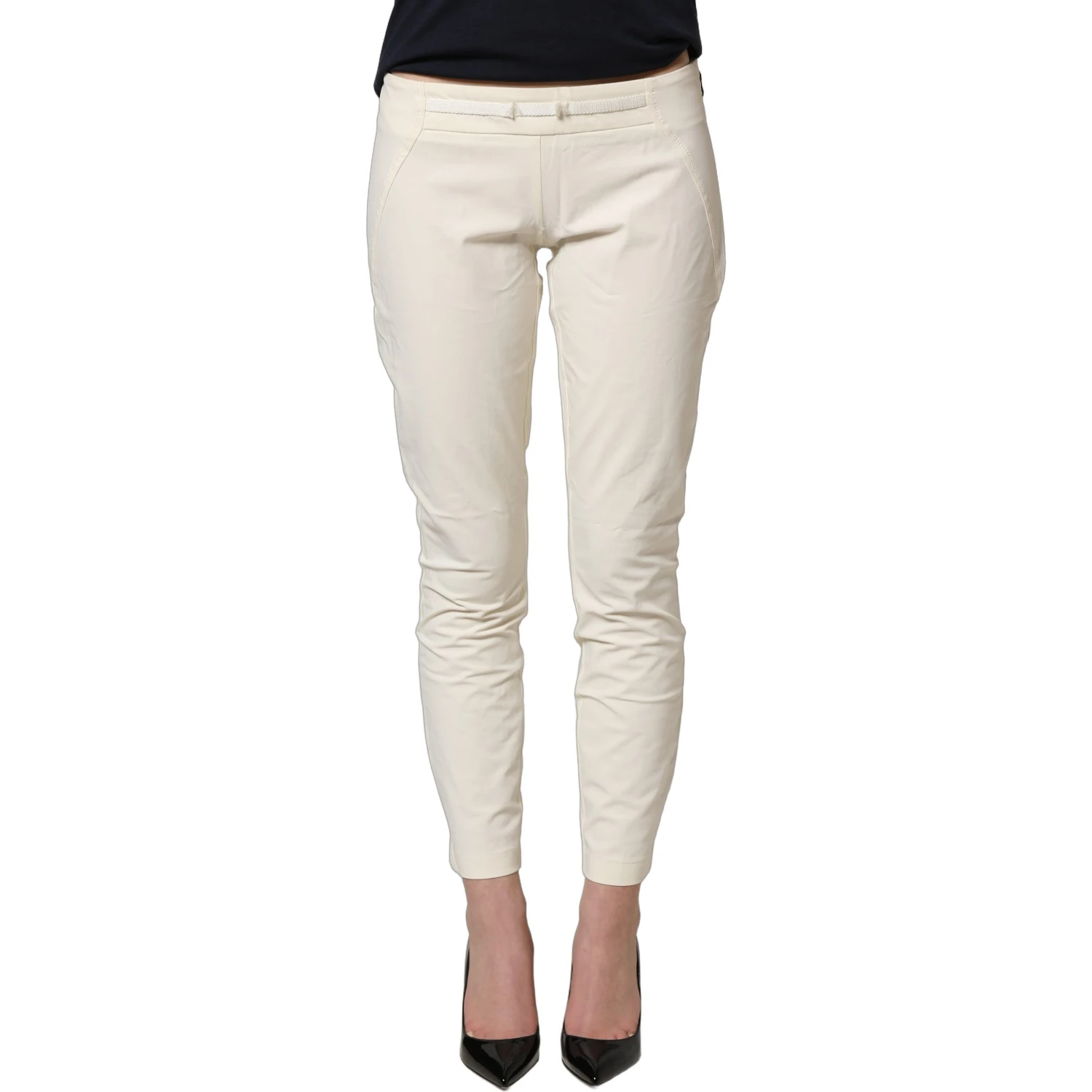 White Low Waist Skinny Women Trouser Pants
