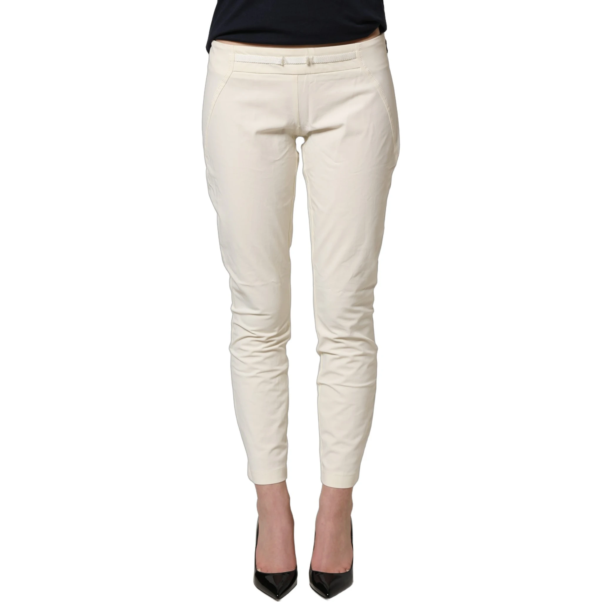 White Low Waist Skinny Women Trouser Pants