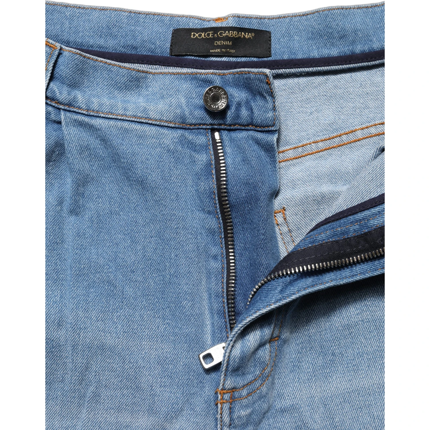 Blue Distressed Pleated Cotton Denim Jeans