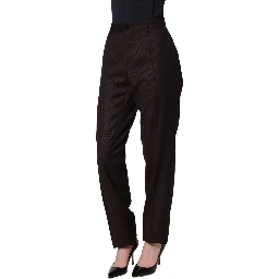 Brown Straight Leg Dress Silk Trousers Pants