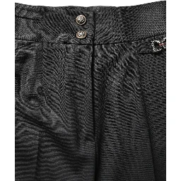 Black Wool High Waisted Logo Trouser Pants