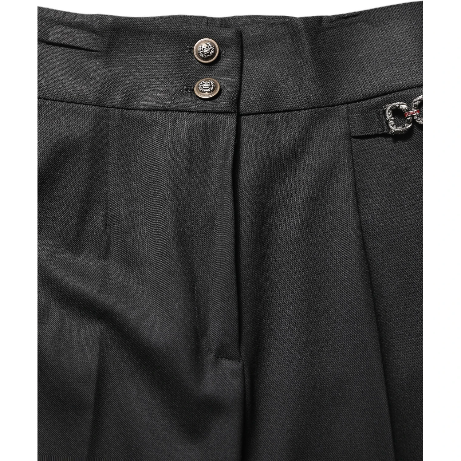 Black Wool High Waisted Logo Trouser Pants