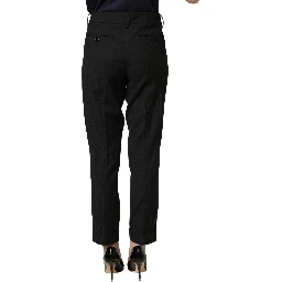 Black Mid Waisted Polyester Trouser Pants