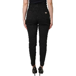 Black Skinny Cotton High Waist Denim Jeans