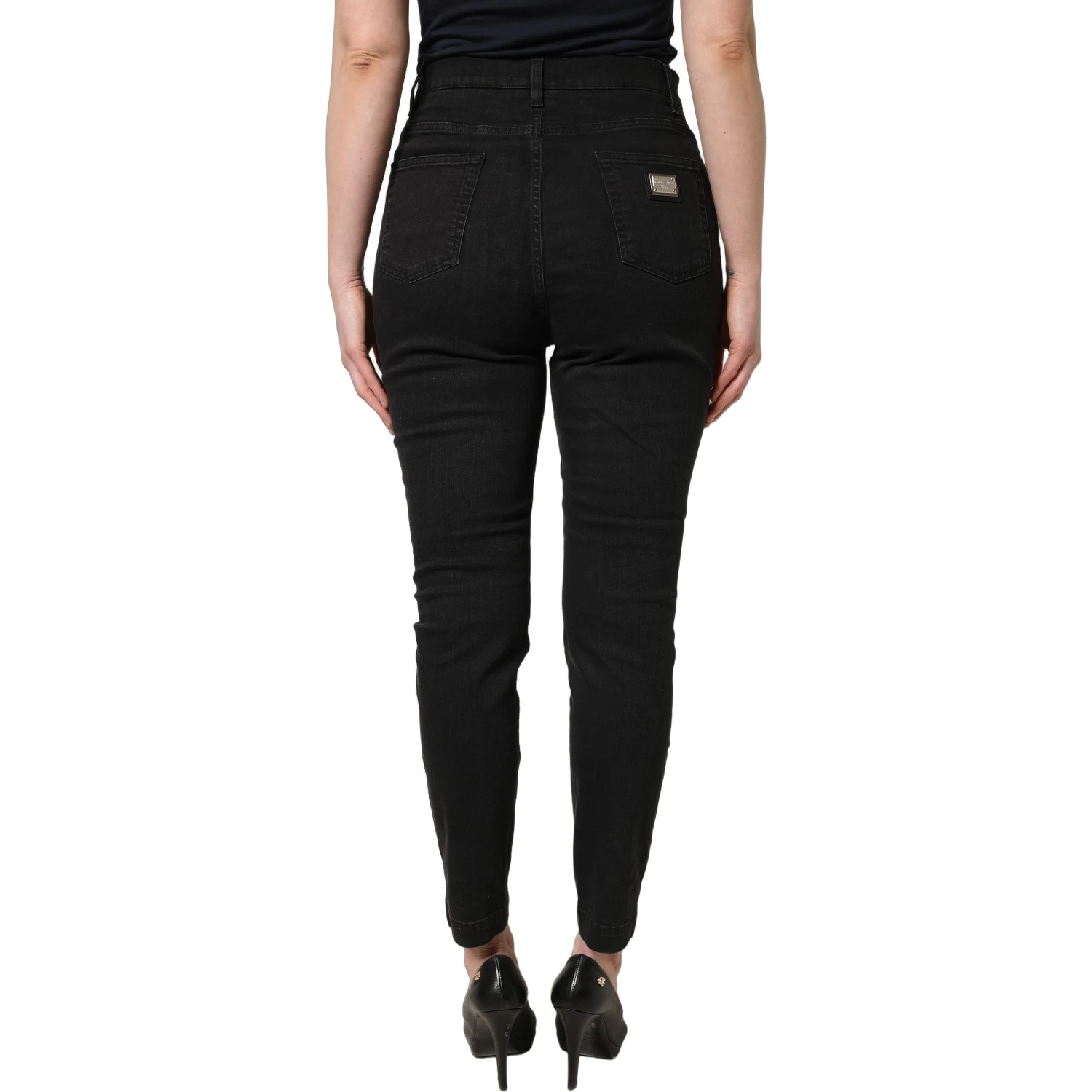 Black Skinny Cotton High Waist Denim Jeans