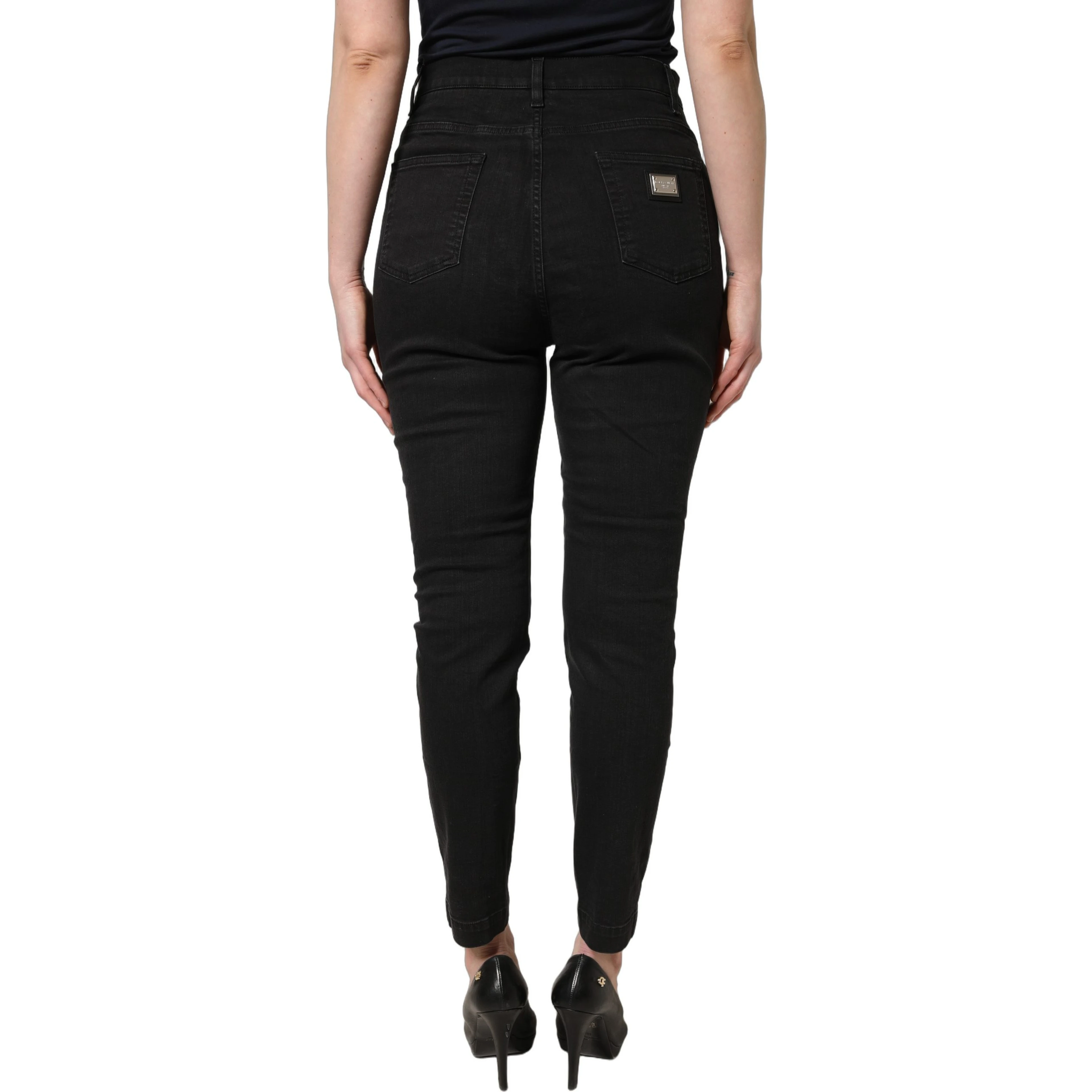 Black Skinny Cotton High Waist Denim Jeans