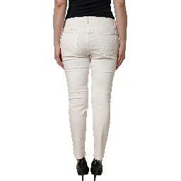 White Tattered Skinny Cotton Denim Jeans