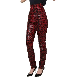 Red Leopard Skinny High Waist Denim Jeans