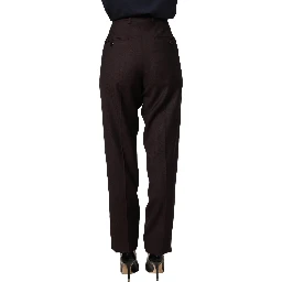 Brown Straight Leg Dress Silk Trousers Pants