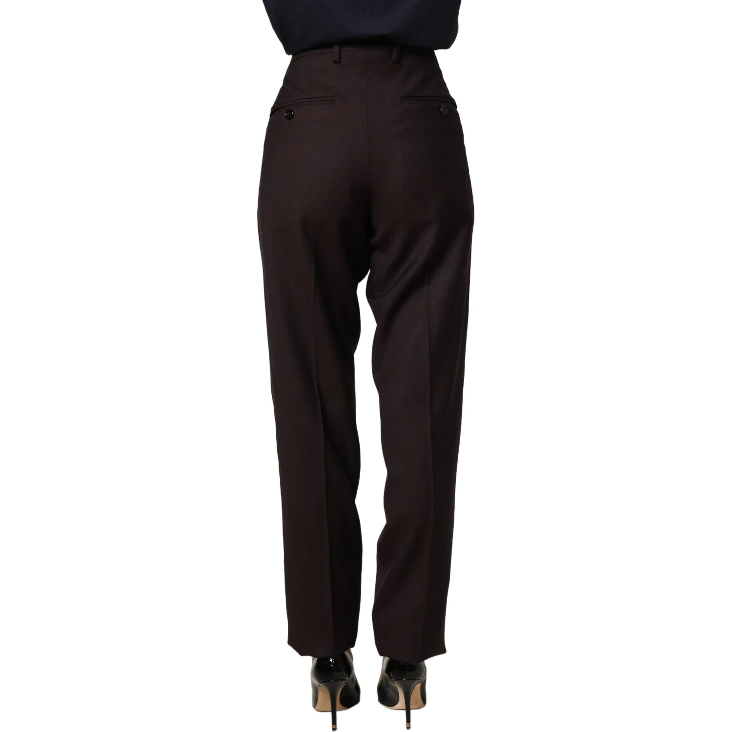 Brown Straight Leg Dress Silk Trousers Pants
