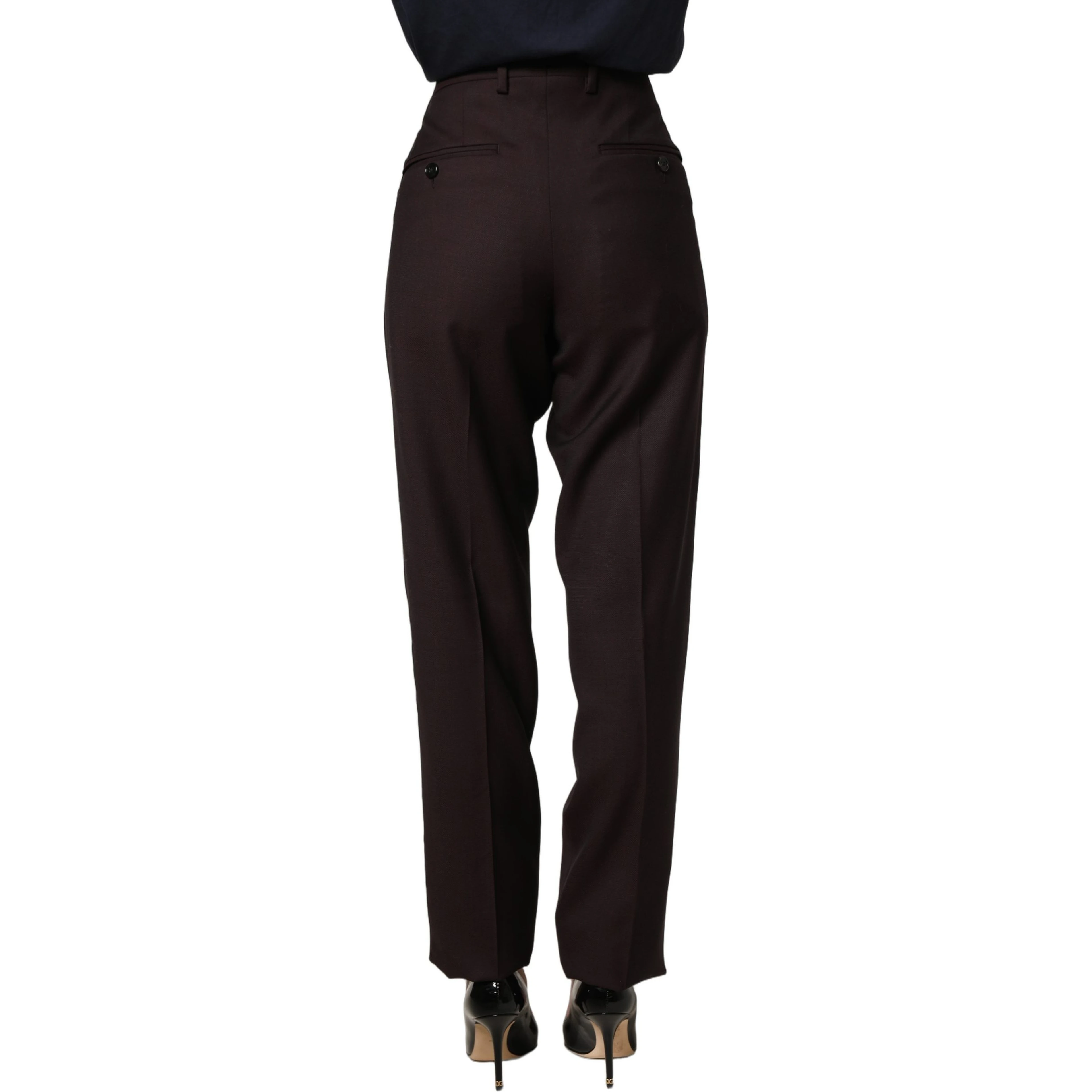Brown Straight Leg Dress Silk Trousers Pants