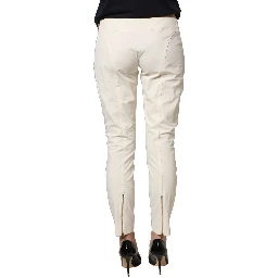 White Low Waist Skinny Women Trouser Pants