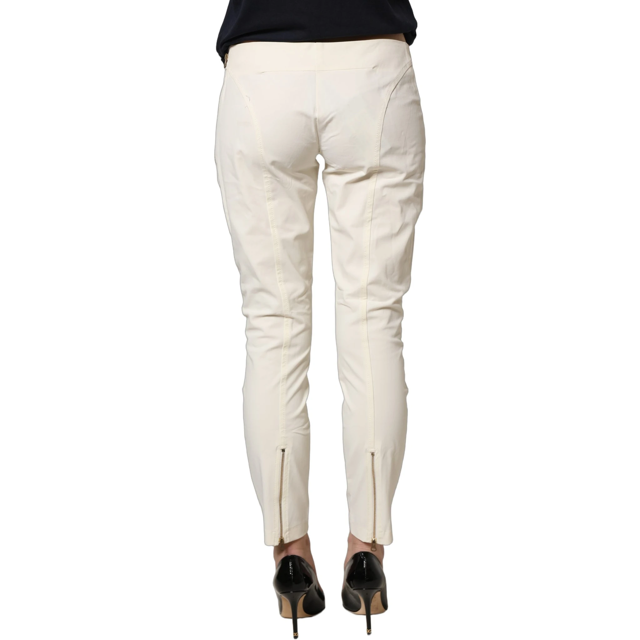 White Low Waist Skinny Women Trouser Pants