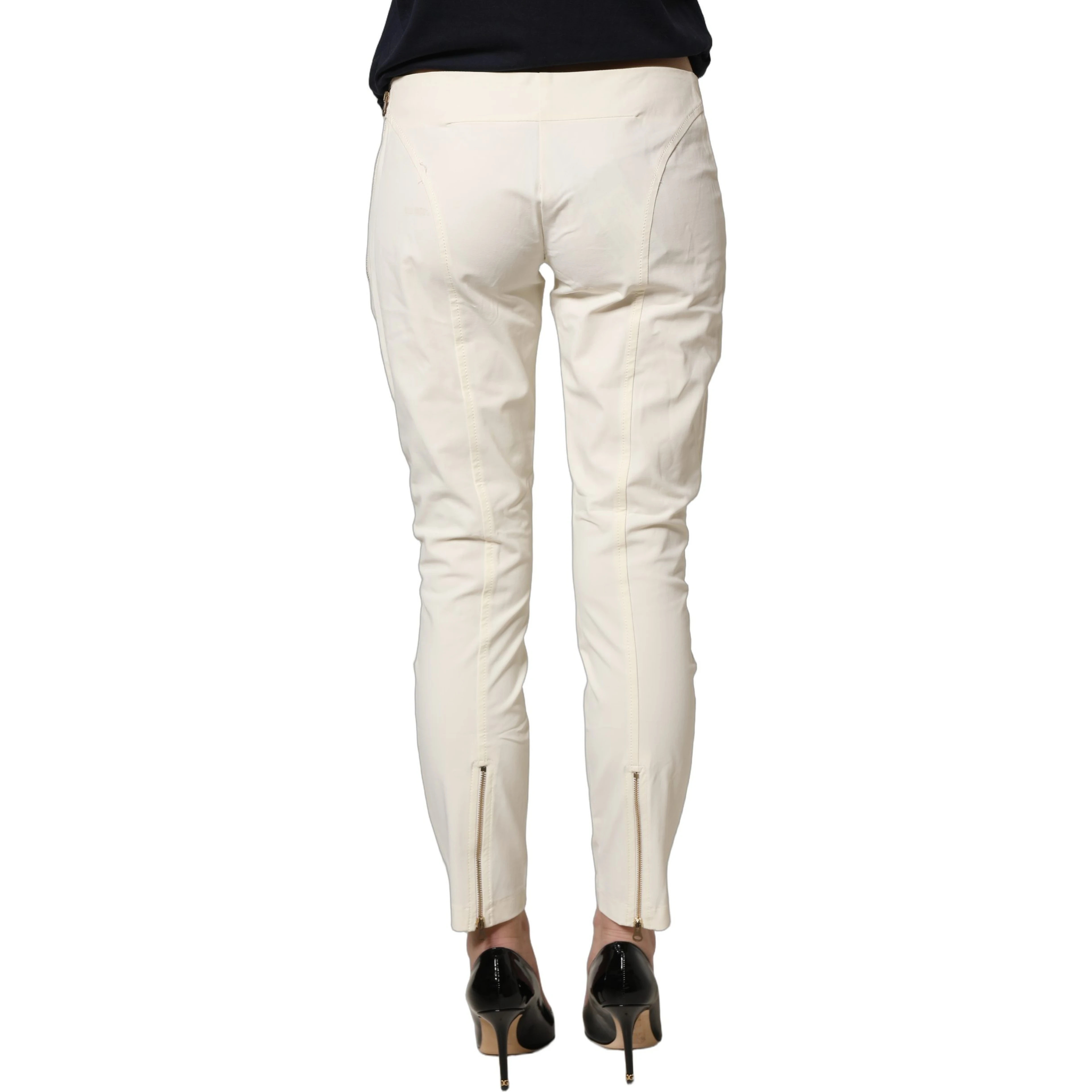 White Low Waist Skinny Women Trouser Pants