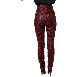 Red Leopard Skinny High Waist Denim Jeans