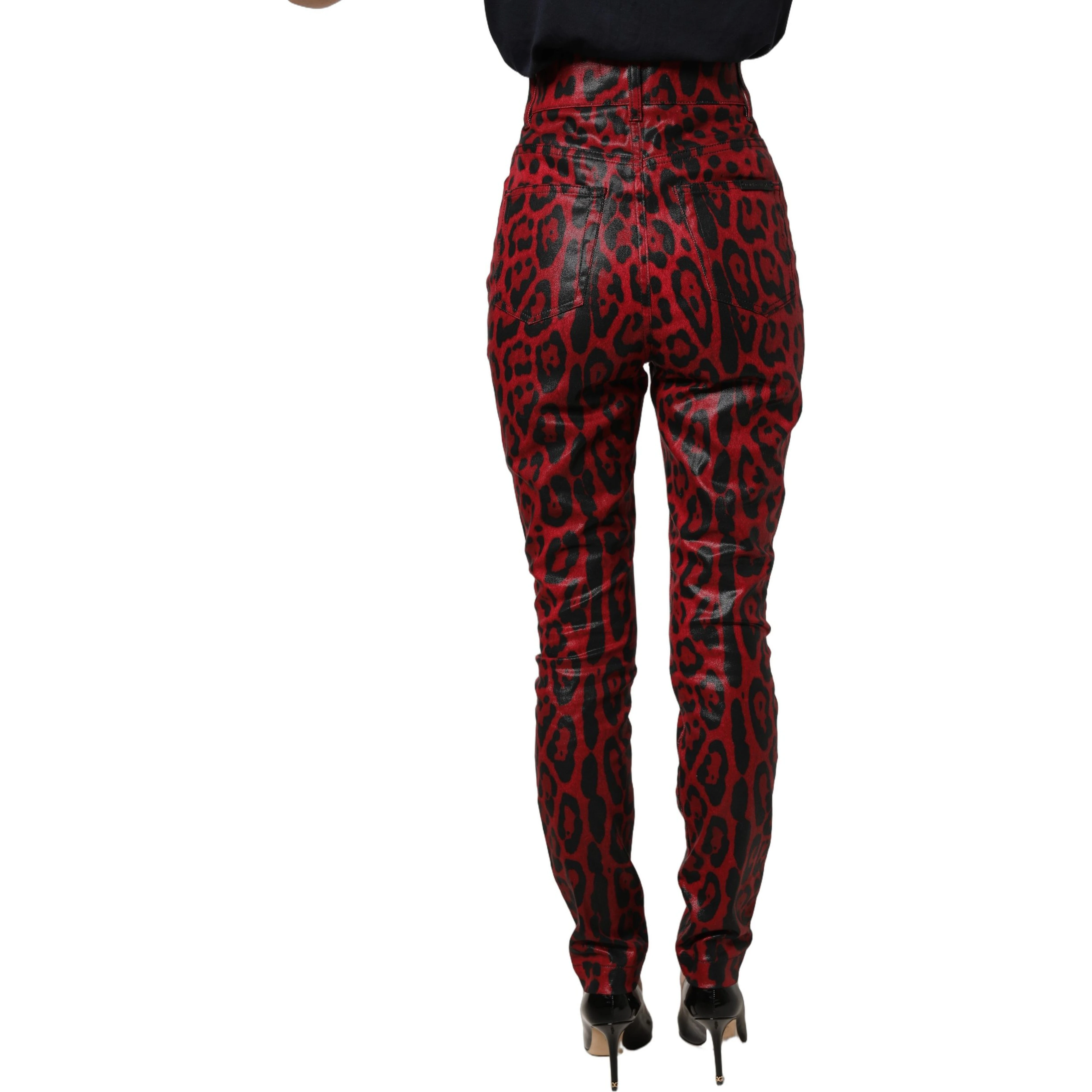 Red Leopard Skinny High Waist Denim Jeans