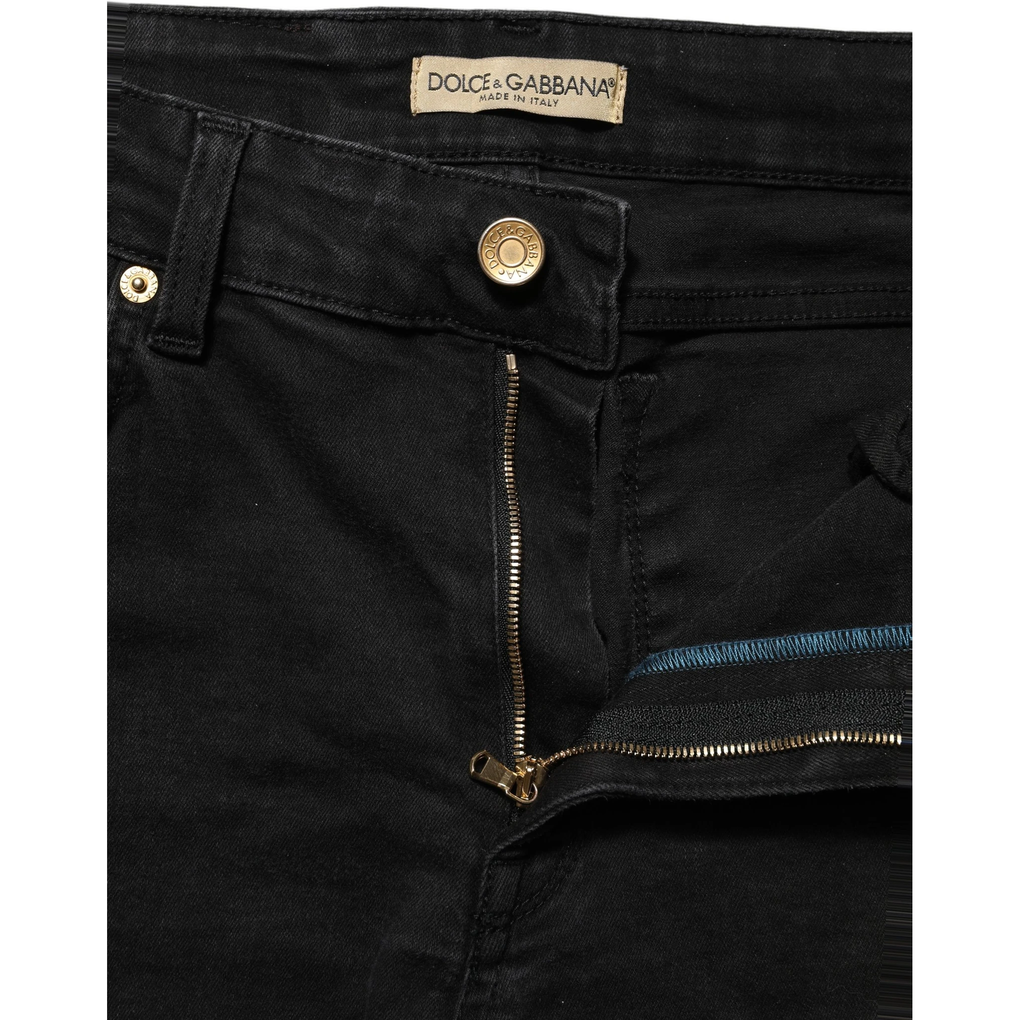 Black Skinny Cotton Low Waist Denim Jeans