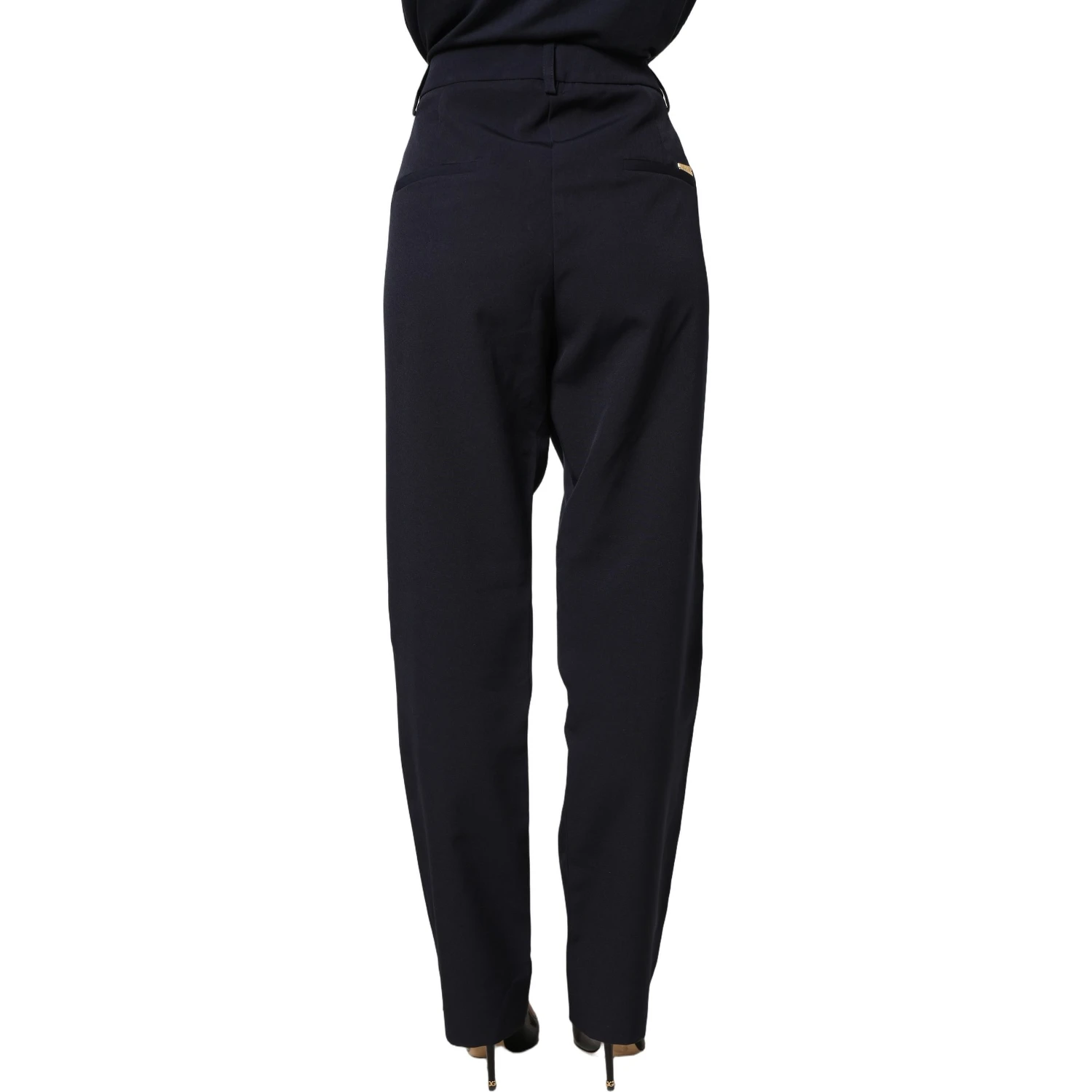 Dark Blue High Waist Straight Dress Formal Trouser Pants
