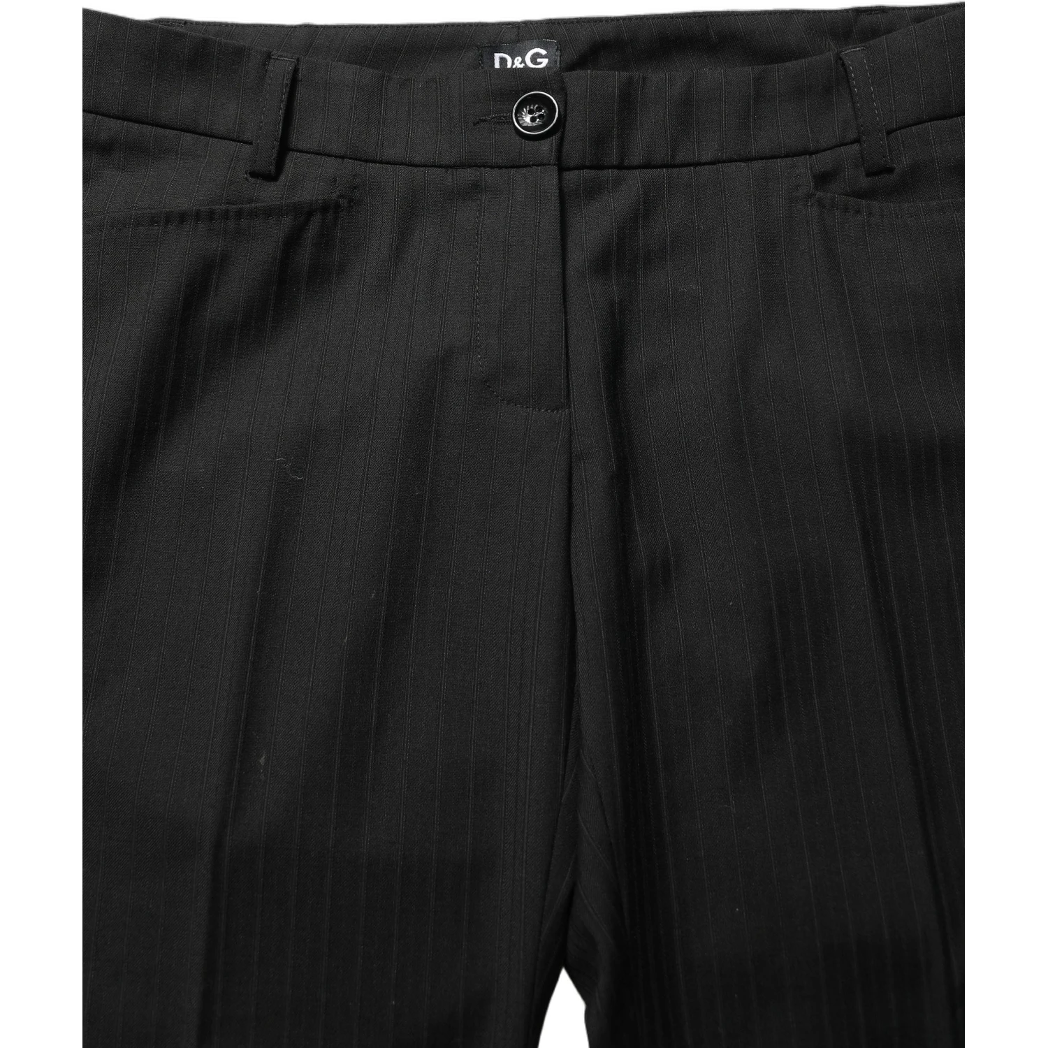 Black Mid Waisted Polyester Trouser Pants