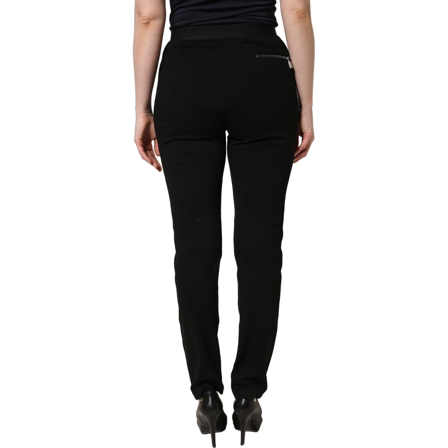 Black Viscose Mid Waist Skinny Trouser Pants