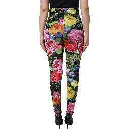 Multicolor Floral Stretch Jersey Leggings Pants